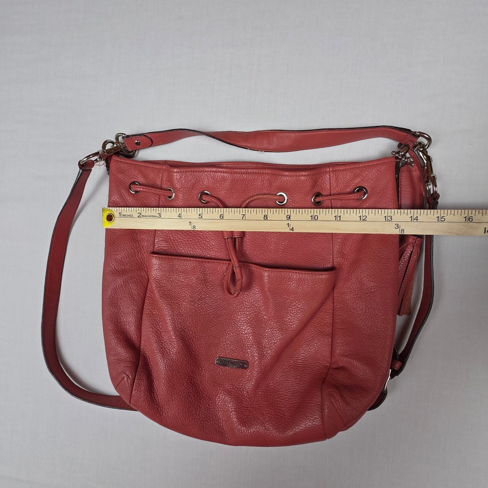 Coach Park Metro F27003 Bucket Bag Women Large Coral Pink Pebbled Leather - Picture 6 of 9